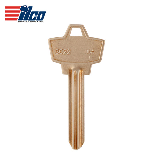 ILCO – 1307W SC22 Schlage Key Blank – Brass