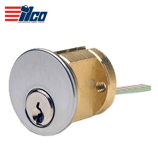 ILCO – 7075 Rim Cylinder – YALE Keyway / 5 Pin / Standard Cam / 26D- Satin Chrome / KA2