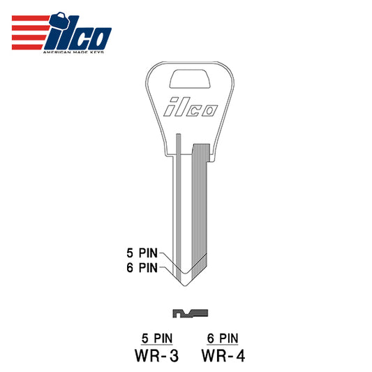 ILCO – WR3-NP Weiser 5-Pin Key Blank – Nickel Plate