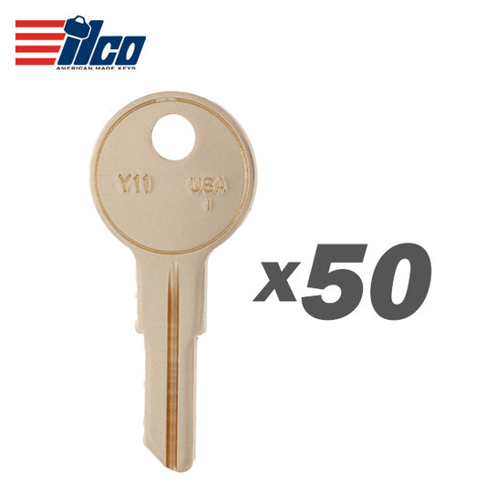 ILCO – Y11 YALE Key Blank / Brass / 50 Pack (Y11-BR-50PK)