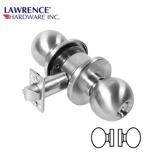LAWRENCE HARDWARE 5000 Series – Grade 1 – Passage Set – 32D – Heavy Duty Ball Knob / Door Knob / LH5001