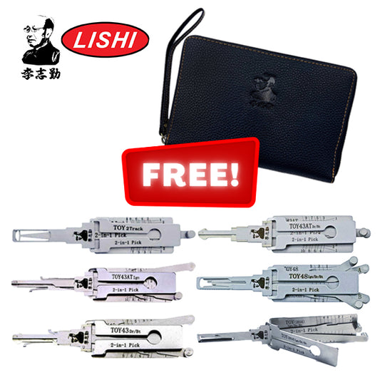 Original Lishi – 6 Toyota Lishi Tools & FREE Mini Wallet Case – Holds 6 Tools