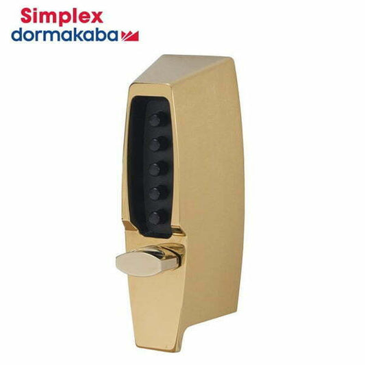 Simplex 7104 Mechanical Pushbutton Deadlocking Latch Keyless Lock / 2 3/8″ Backset / Bright Brass